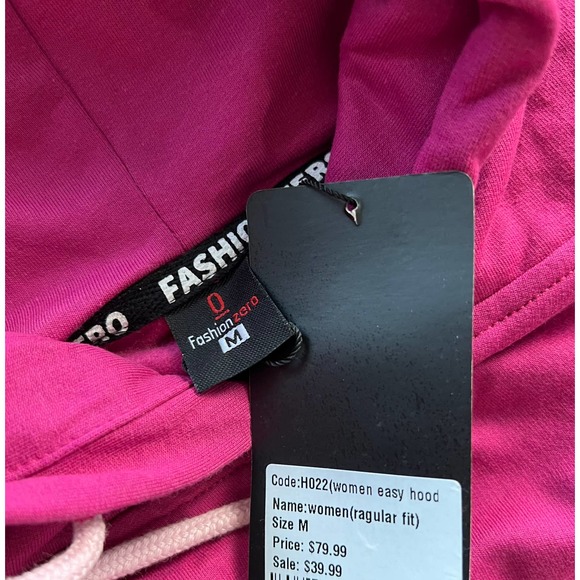 FASHION ZERO WOMEN'S FUCHSIA PINK PULLOVER HOODIE NWT SIZE M - Picture 5 of 7